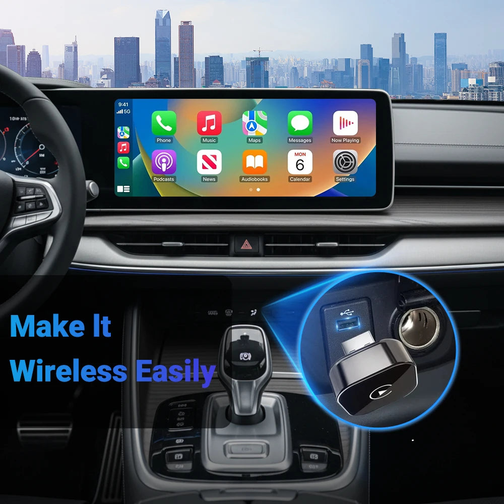 2-in-1 Wireless CarPlay & Android Auto AI Smart Box Adapter – Convert Wired CarPlay to Wireless for VW, Toyota, Nissan, Honda, Ford, Benz
