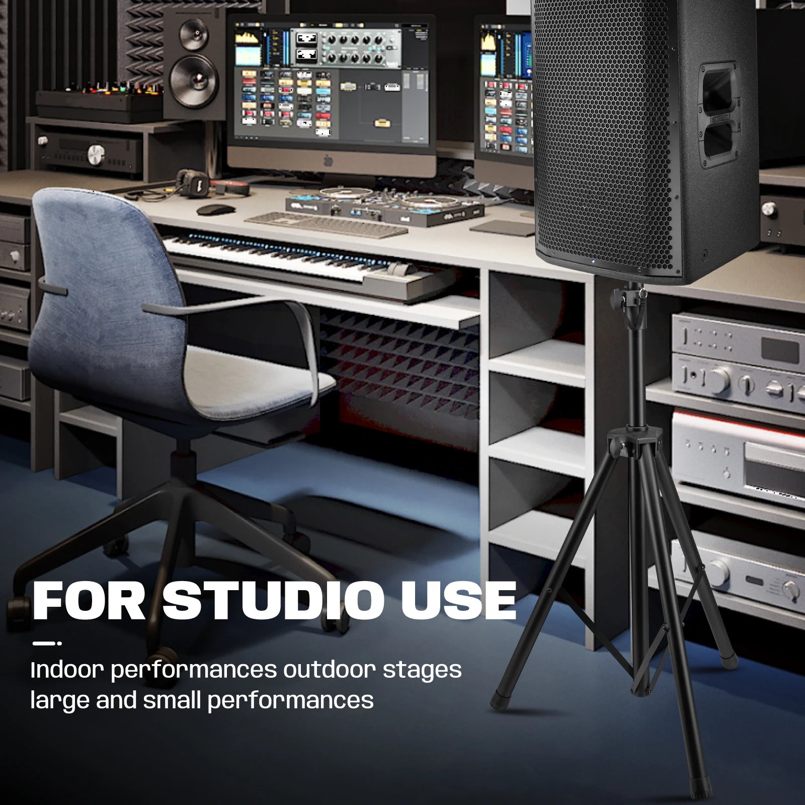 Hridz 186cm Heavy-Duty Speaker Stand Professional DJ Tripod with Base Plate