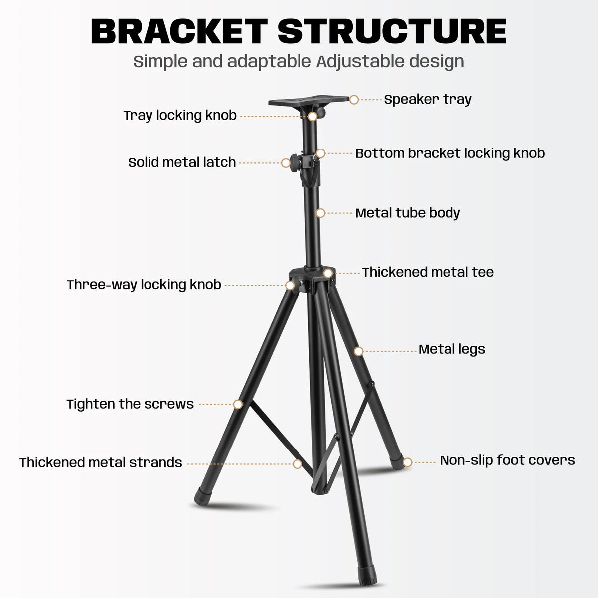 2Pcs Hridz 186cm Heavy-Duty Speaker Stand Professional DJ Tripod with Base Plate