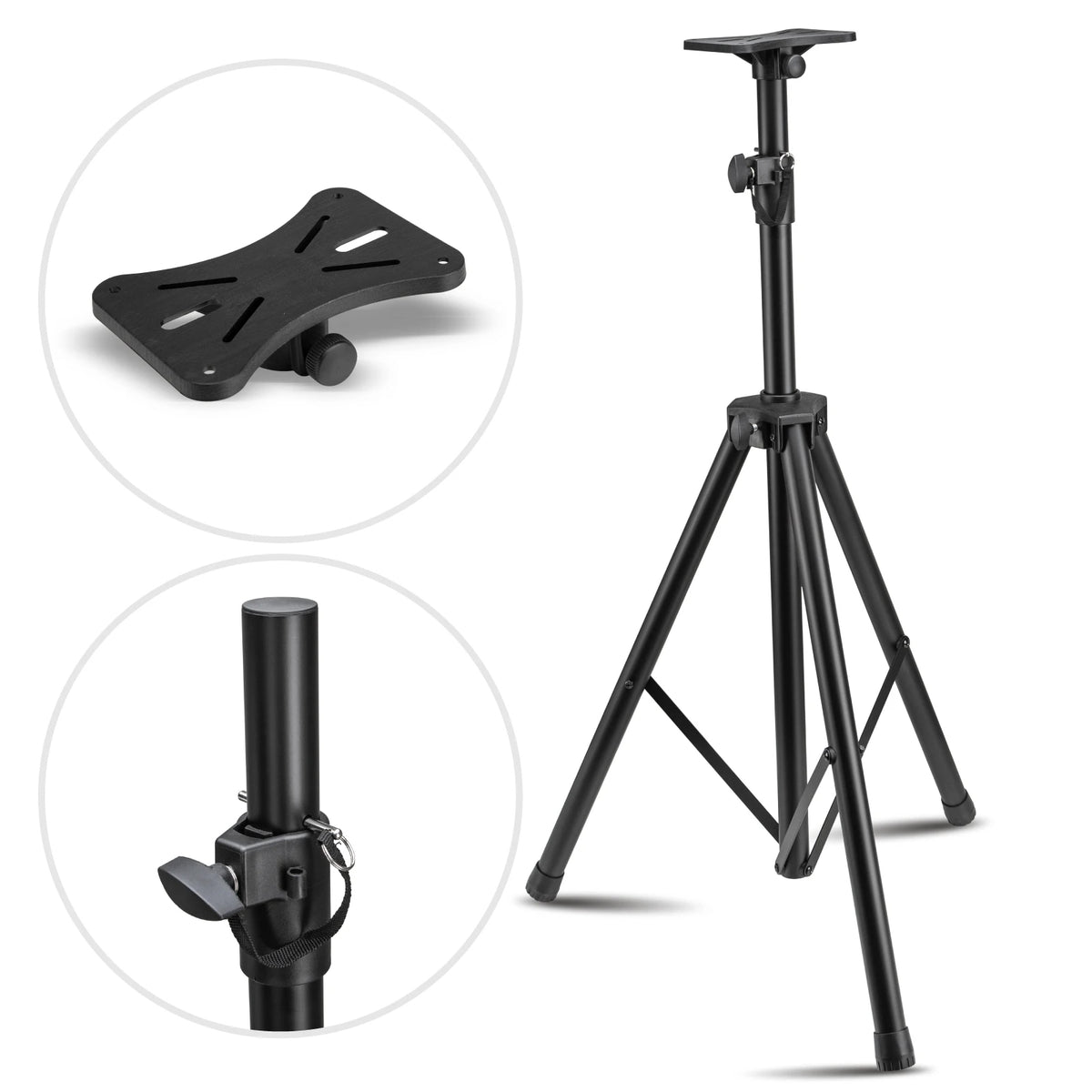 2Pcs Hridz 186cm Heavy-Duty Speaker Stand Professional DJ Tripod with Base Plate