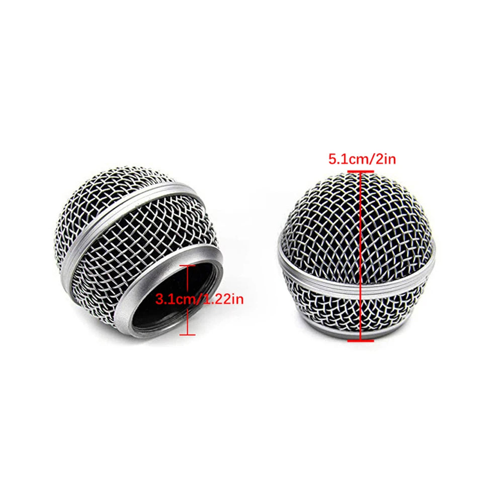 2Pcs Hridz Microphone Grill Ball Replacement - Metal Mic Grille Cover for SM58 & BETA 58A with Foam Windscreen