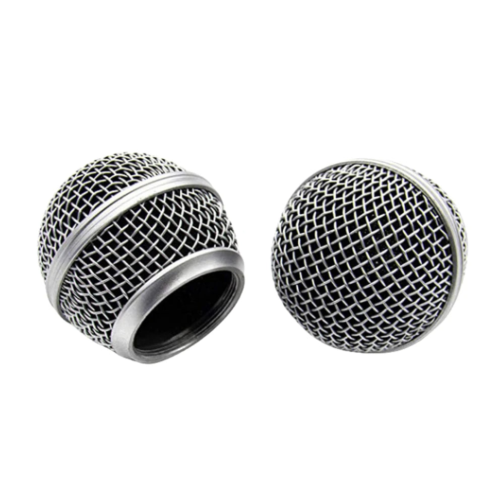 2Pcs Hridz Microphone Grill Ball Replacement - Metal Mic Grille Cover for SM58 & BETA 58A with Foam Windscreen