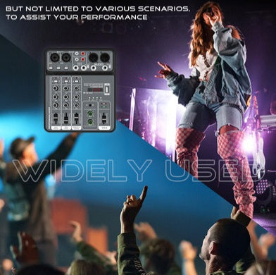 4 Channel Audio Sound Mixer 48V Phantom Power USB Studio Sound Mixers Bluetooth DJ Console Mixing