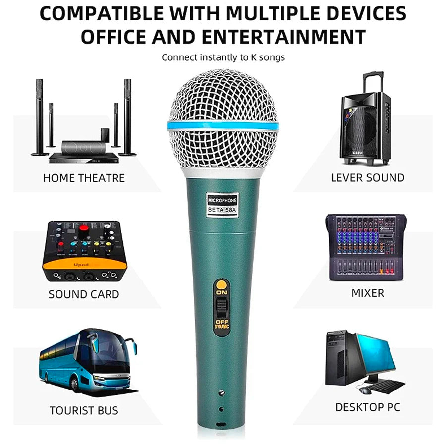 Beta 58A Supercardioid Dynamic Microphone – Professional Wired Vocal Mic for Studio, Karaoke, Streaming & Stage Performance