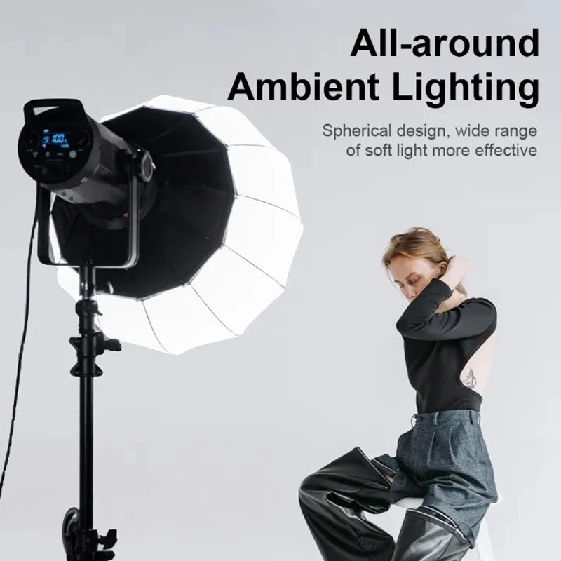 HRIDZ GLS65 65cm Globe Lantern Softbox with Bowens Mount – Collapsible 360° Spherical Diffuser for Studio Flash & LED Video Lights
