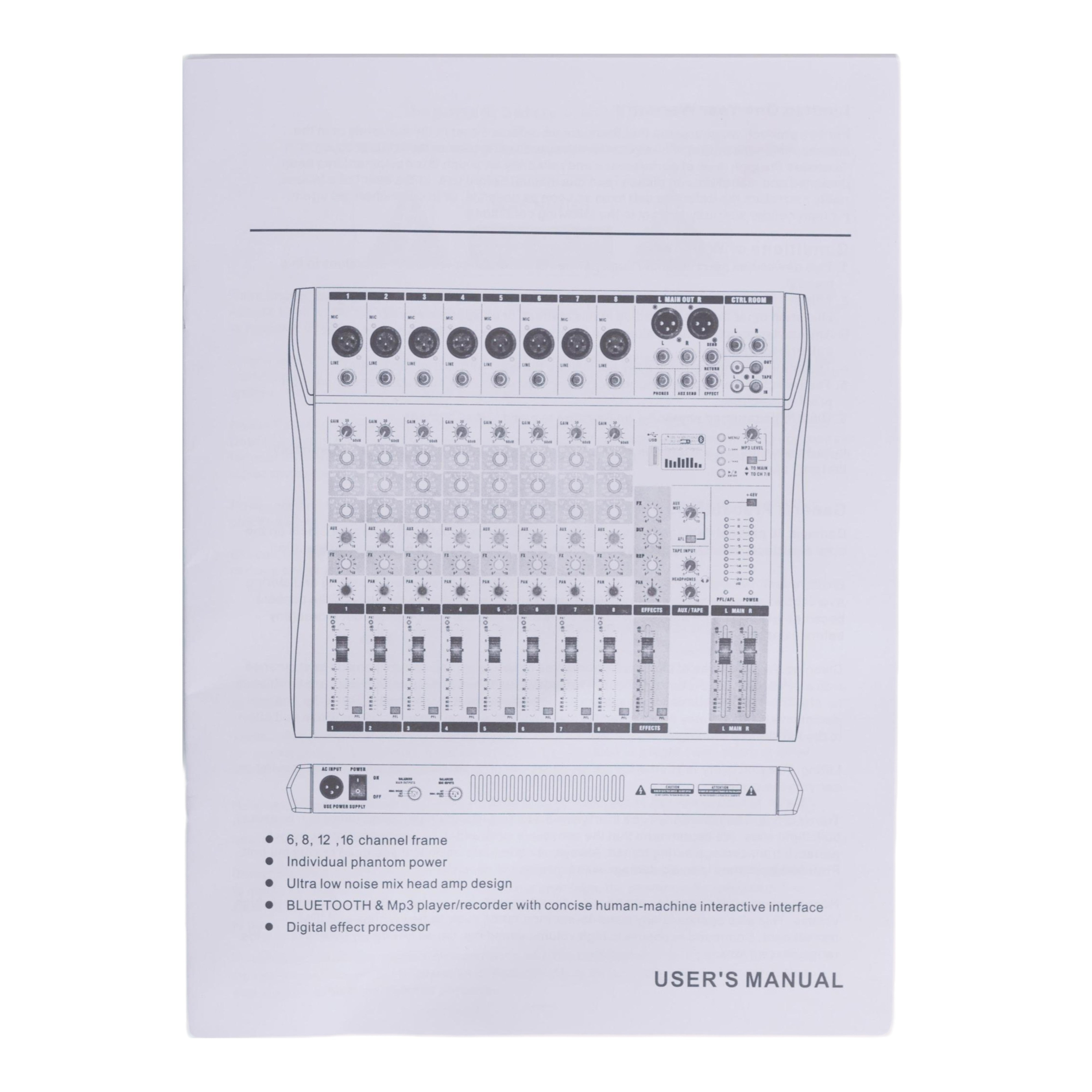 Hridz 16 Channel DJ Karaoke Audio Sound Mixer Mixing DJ Console USB with 48V Phantom Power