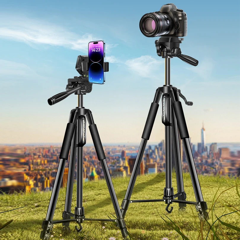 Hridz 175cm Portable Aluminium Alloy Camera Tripod with 3-Way Swivel Pan Head & Carry Bag – Lightweight Travel Tripod for DSLR, Mirrorless & Video Camcorders