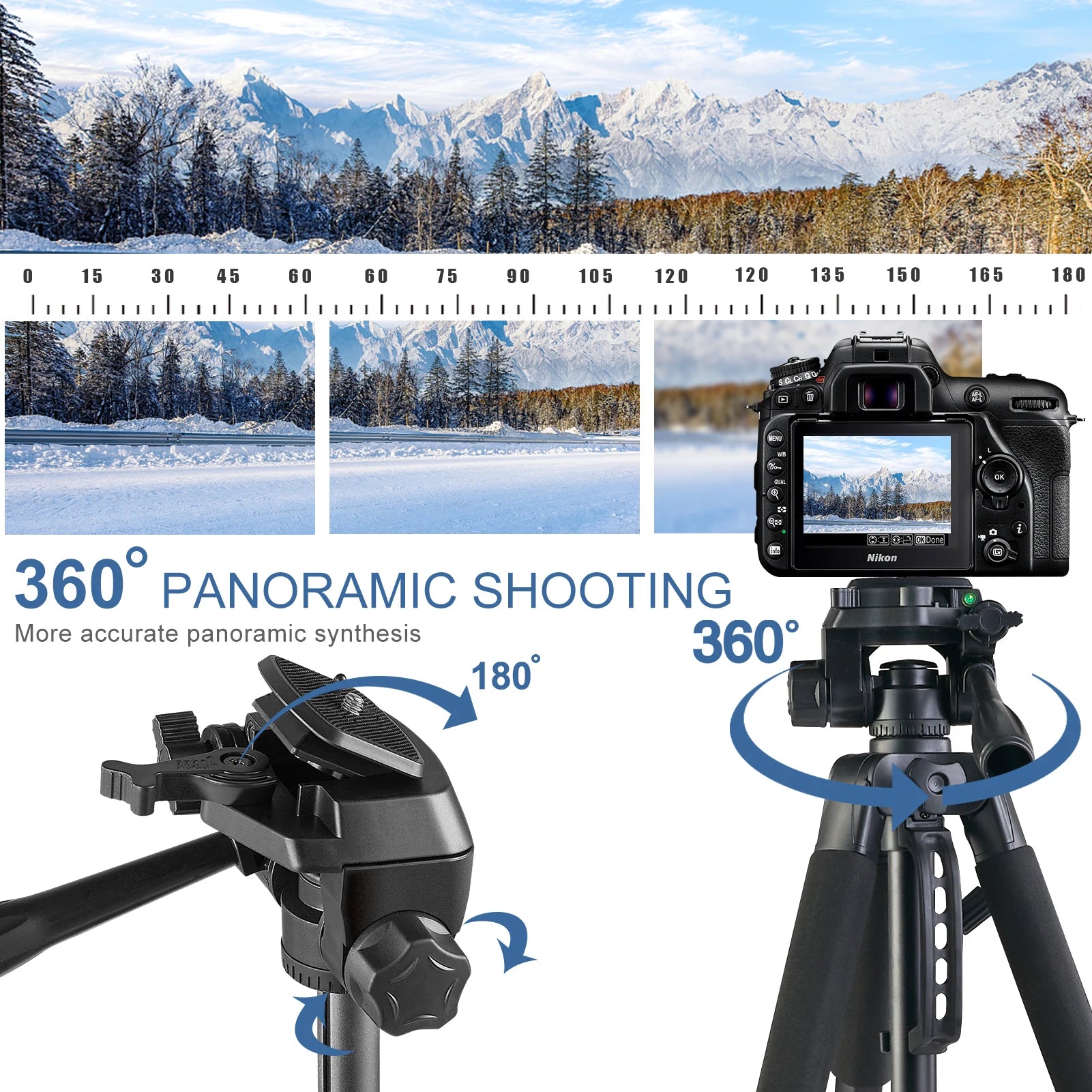 Hridz 175cm Portable Aluminium Alloy Camera Tripod with 3-Way Swivel Pan Head & Carry Bag – Lightweight Travel Tripod for DSLR, Mirrorless & Video Camcorders