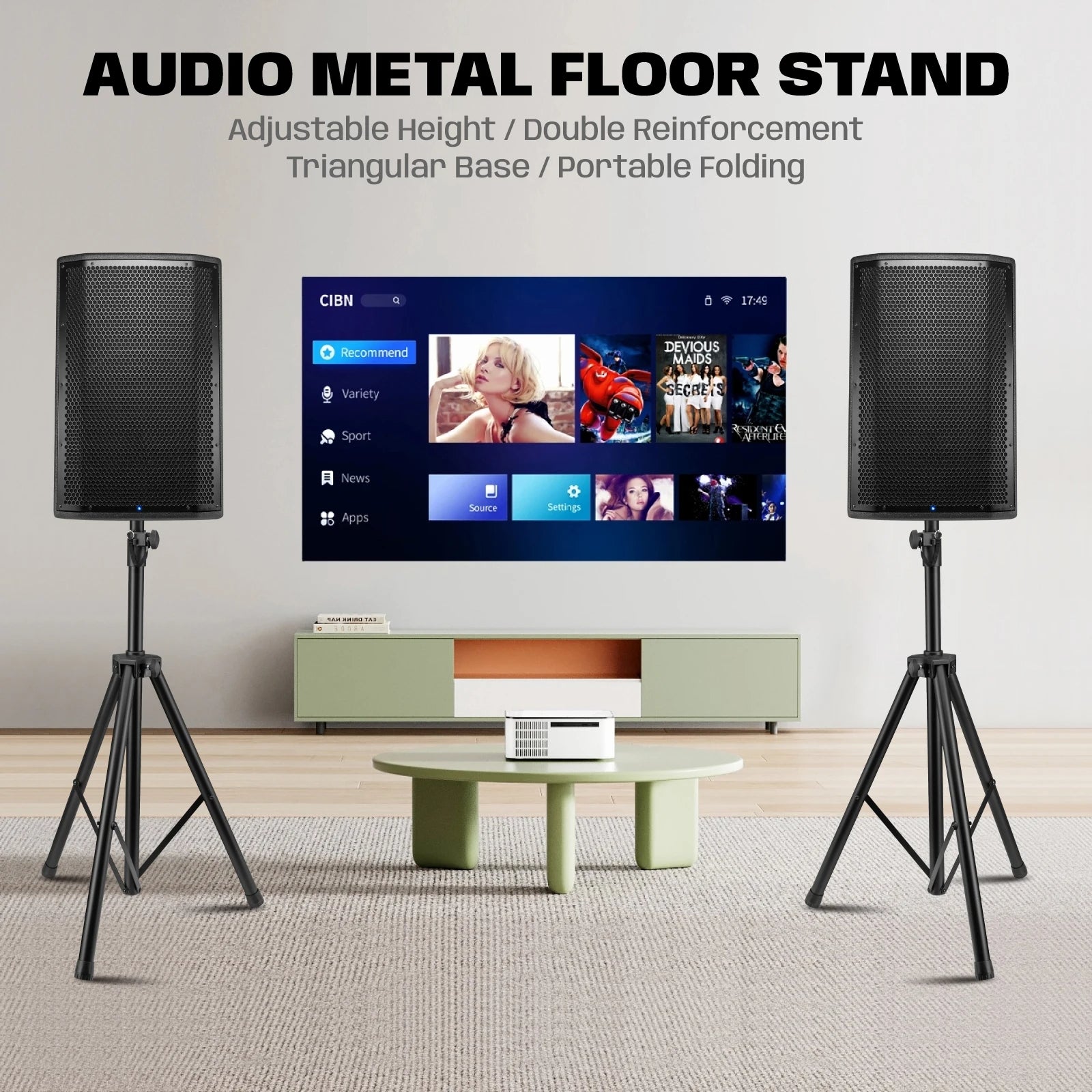 2Pcs Hridz 186cm Heavy-Duty Speaker Stand Professional DJ Tripod with Base Plate