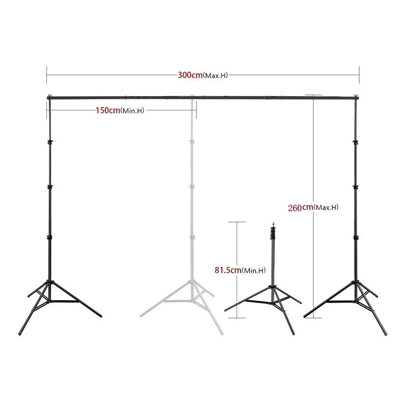 Hridz 2.6m*3m Heavy Duty Photography Backdrop Support System for Quality Photoshoot Background Video Studio