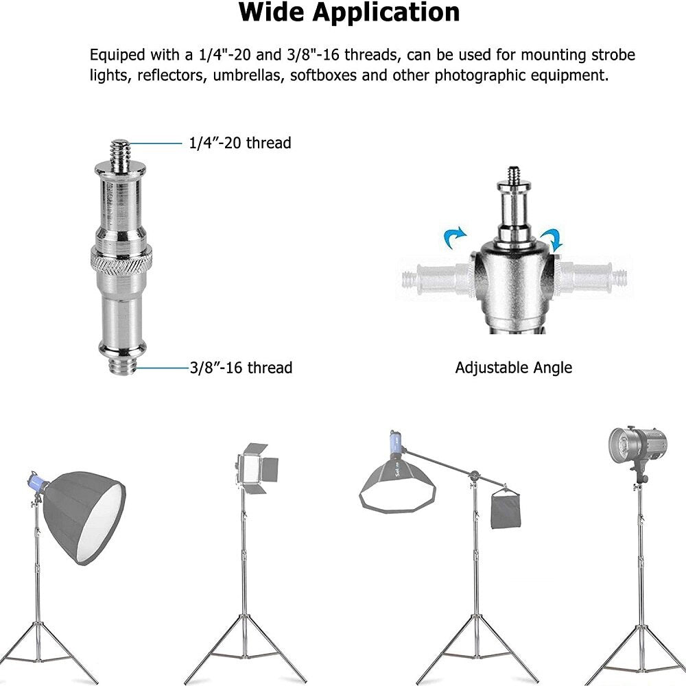 Hridz 280cm Black Stainless Steel Light Stand Colour Heavy Duty with Spigot