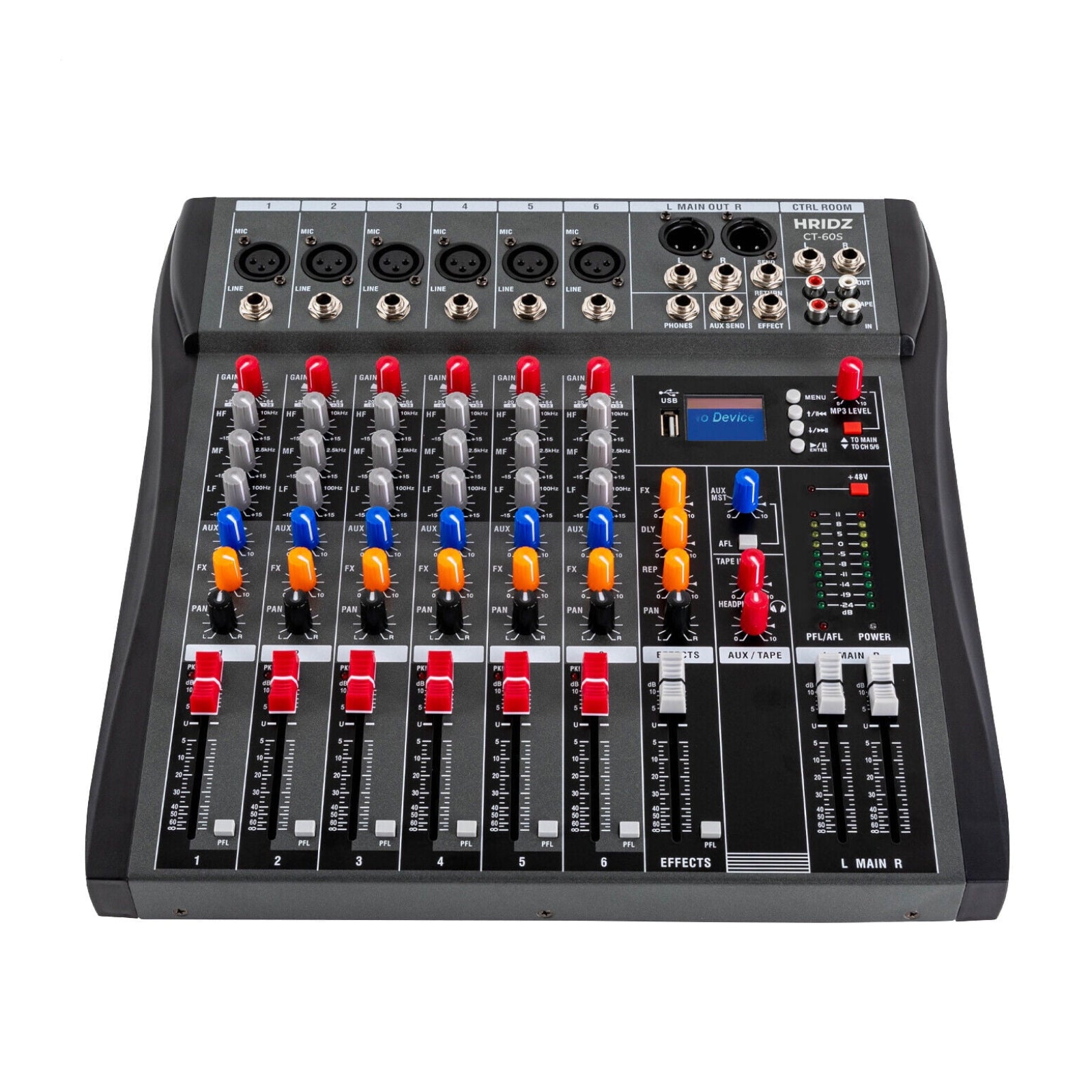 Hridz 6-Channel Compact Audio Mixer – Bluetooth & USB Interface for Podcasting, Karaoke & Live Streaming