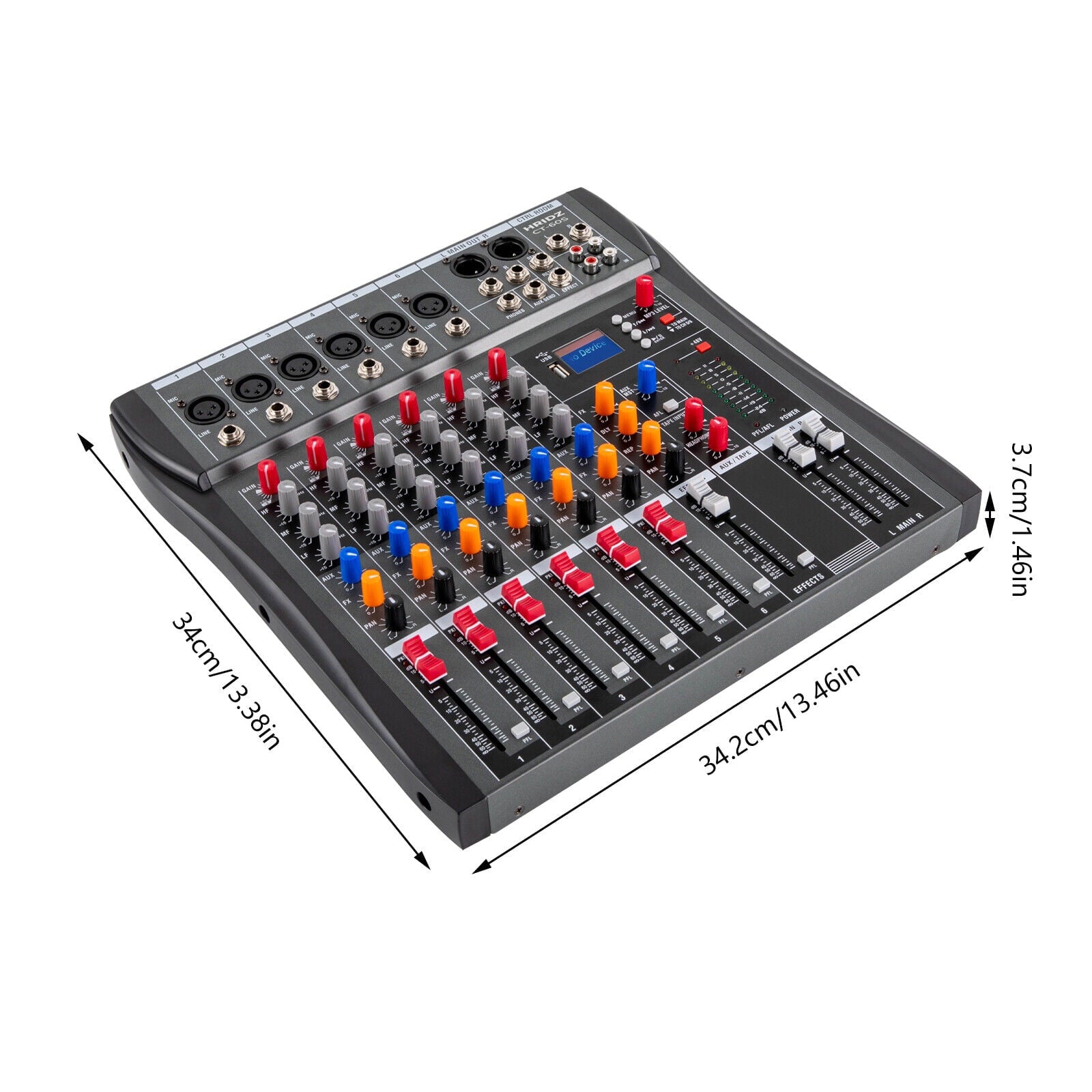 Compact 6 Channels Bluetooth Audio Mixer for Karaoke & Streaming Professionals - Hridz CT-60S