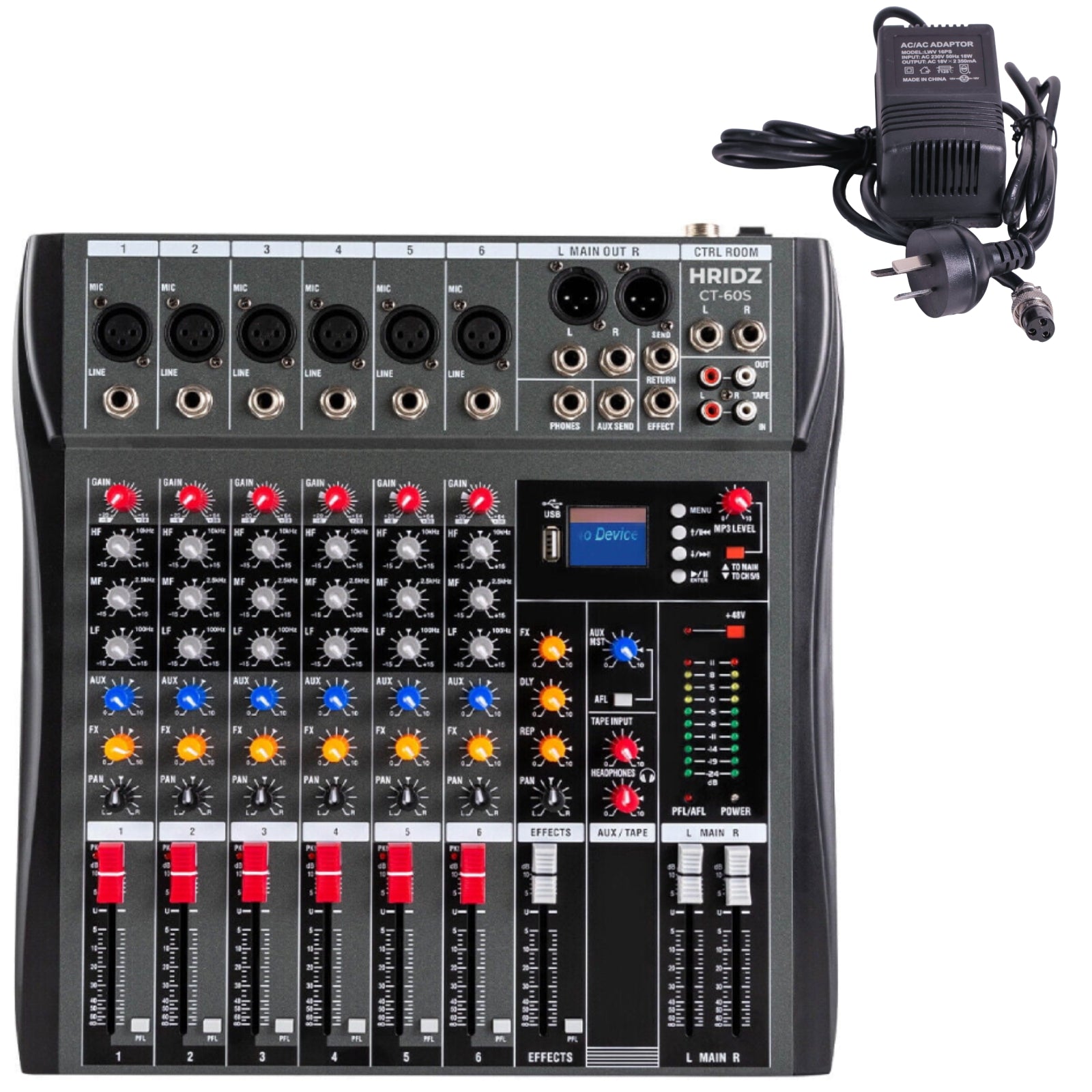 Compact 6 Channels Bluetooth Audio Mixer for Karaoke & Streaming Professionals - Hridz CT-60S