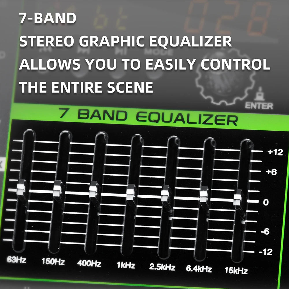 Hridz 6 Channel Professional Audio Mixer Console with Bluetooth, USB, 7 Band Equalizer & DSP Effects - HG6