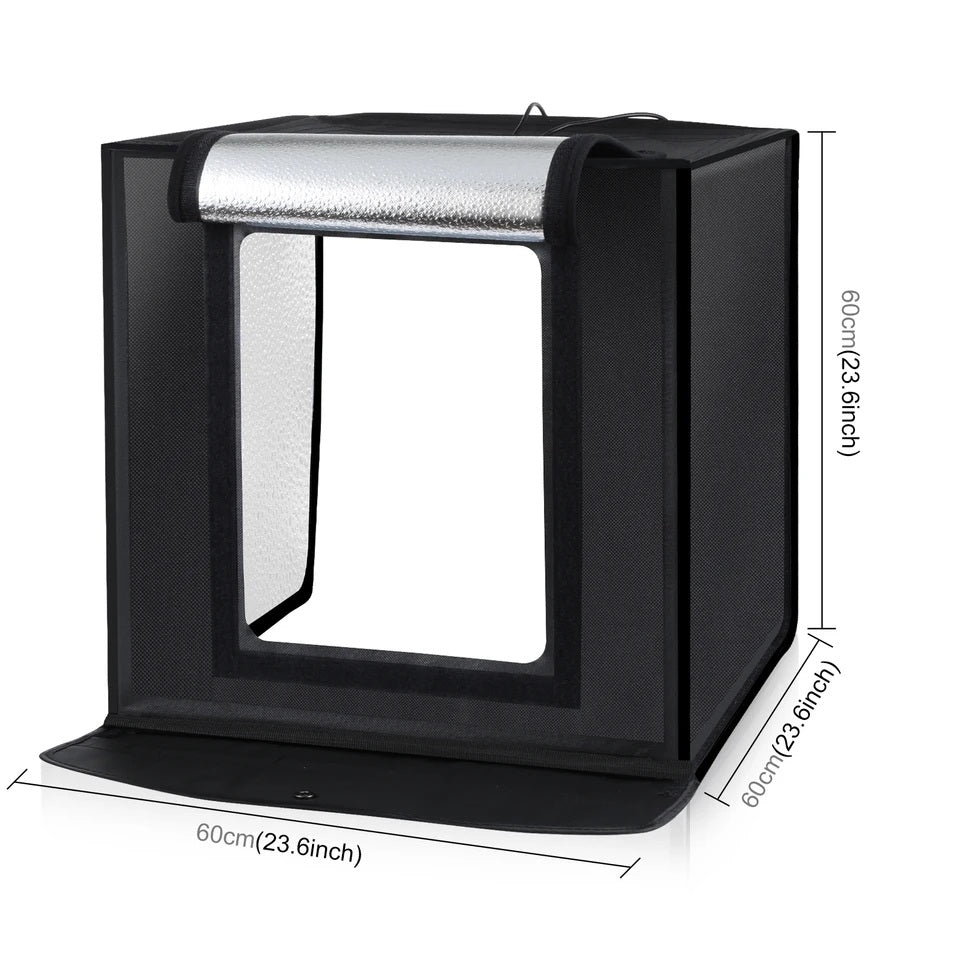 Hridz 60cm Folding Photo Lightbox Professional Product Photography Tent with Bi-Colour LEDs & 6 Anti-Wrinkle Backdrops