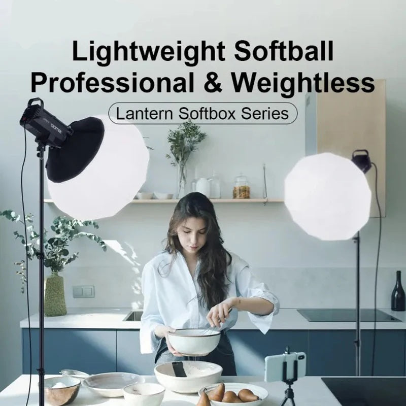 Hridz 65cm Globe Lantern Softbox Strong Metal Bowens mount For Video Studio Photography