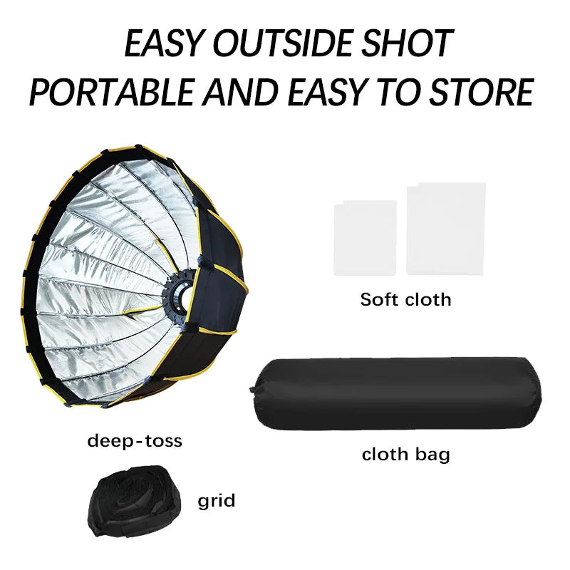 Hridz 90cm Bowens Parabolic Softbox Metal Diffuser with Honeycomb grid For Video Lights BM-H90