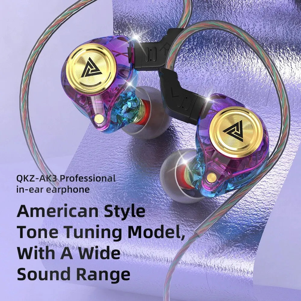 Hridz AK3 Wired In-Ear Monitor IEM Earphone with Microphone HiFi Music Monitor Bass Headphone