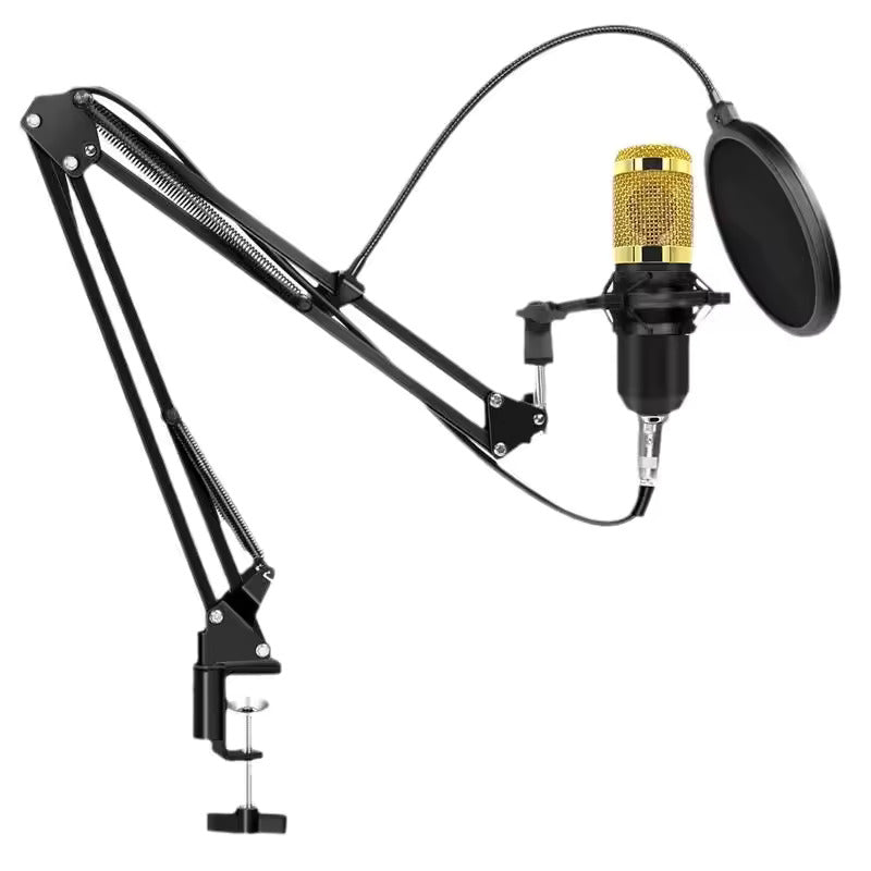 Hridz BM-800 Gold Plated Professional Studio Condenser Microphone with Sound card for Desk