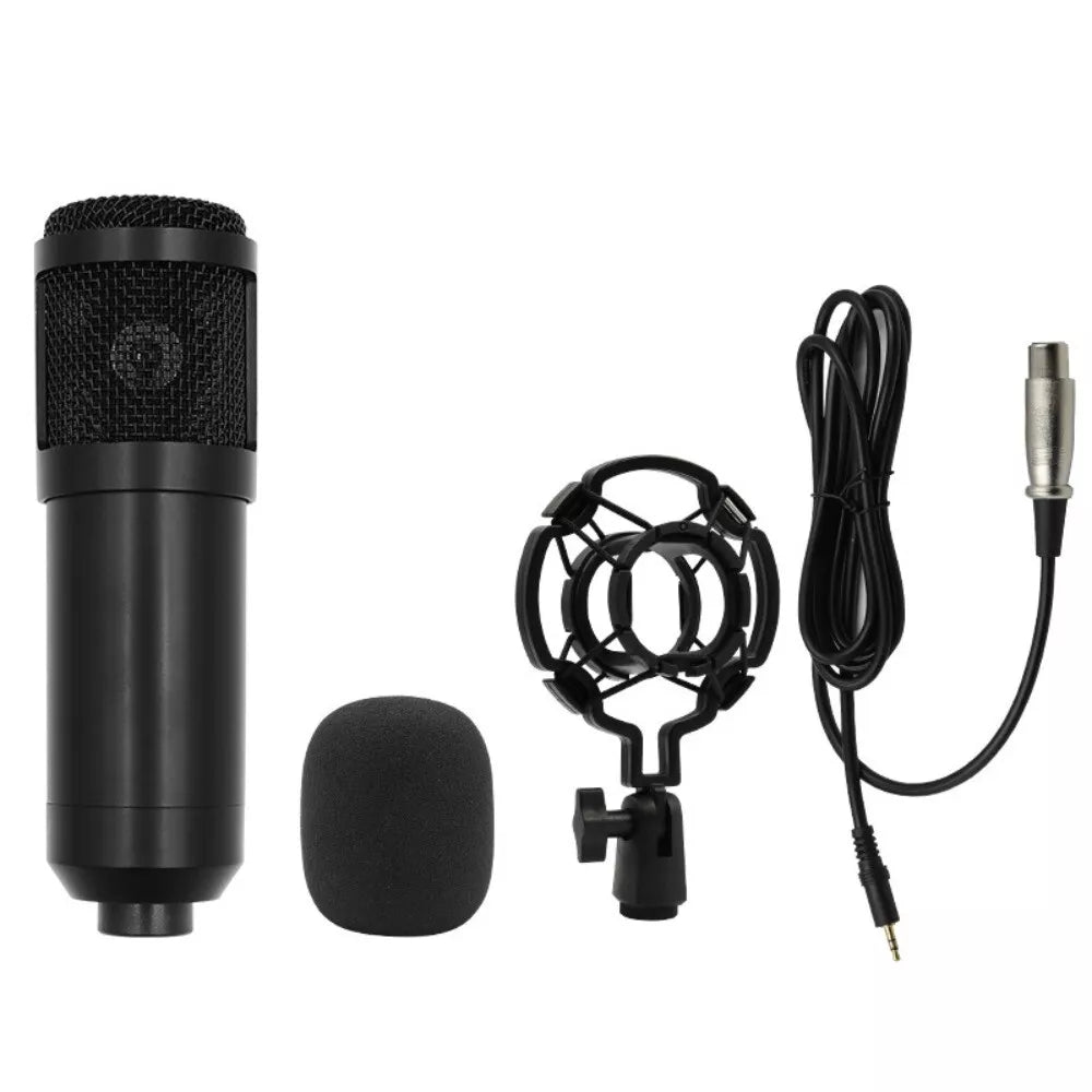Hridz BM-800B Professional Black Studio Condenser Microphone Kit for Desk with Sound card