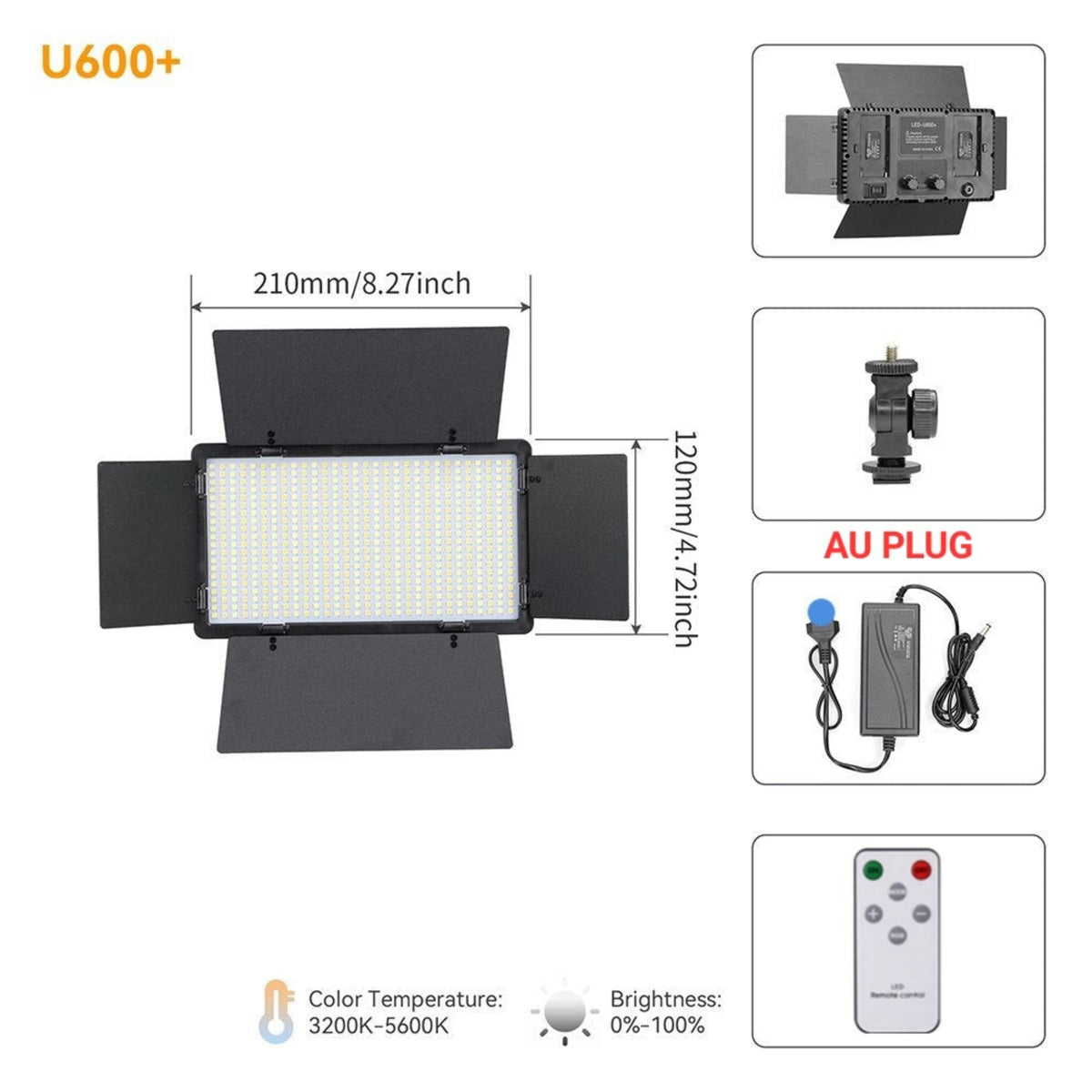 Hridz Bi-colour Video Light – Dimmable Bi-Color 2500K-8500K Panel, Remote-Controlled, for Photography, YouTube, Vlogging, and Video Recording with AU Plug Power Adapter
