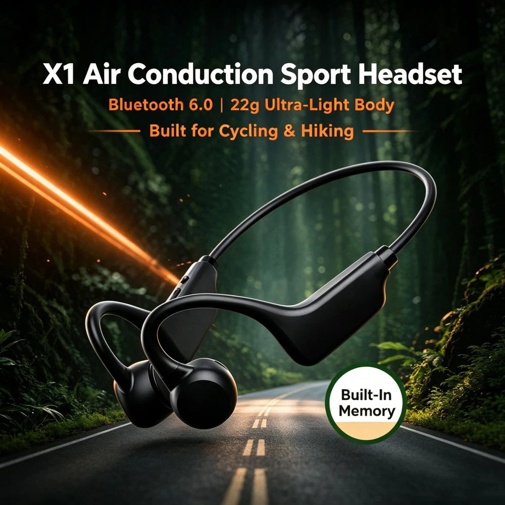 Hridz Bluetooth 6.0 Open-Ear Air Conduction Earphones, 8H Playtime
