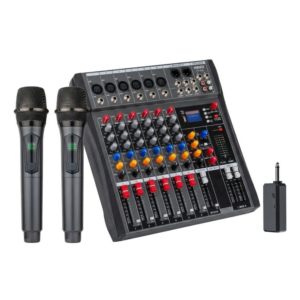 Hridz CT-60S 6-Channel Mixer & U8 Wireless Mic Bundle