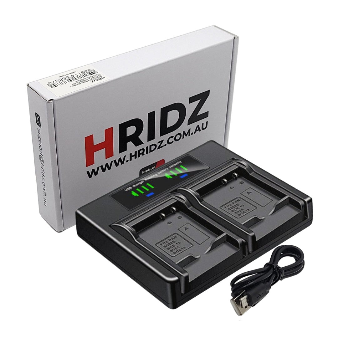 Hridz DMW-BCE10 Dual Battery Charger for Leica/Panasonic/Ricoh Cameras