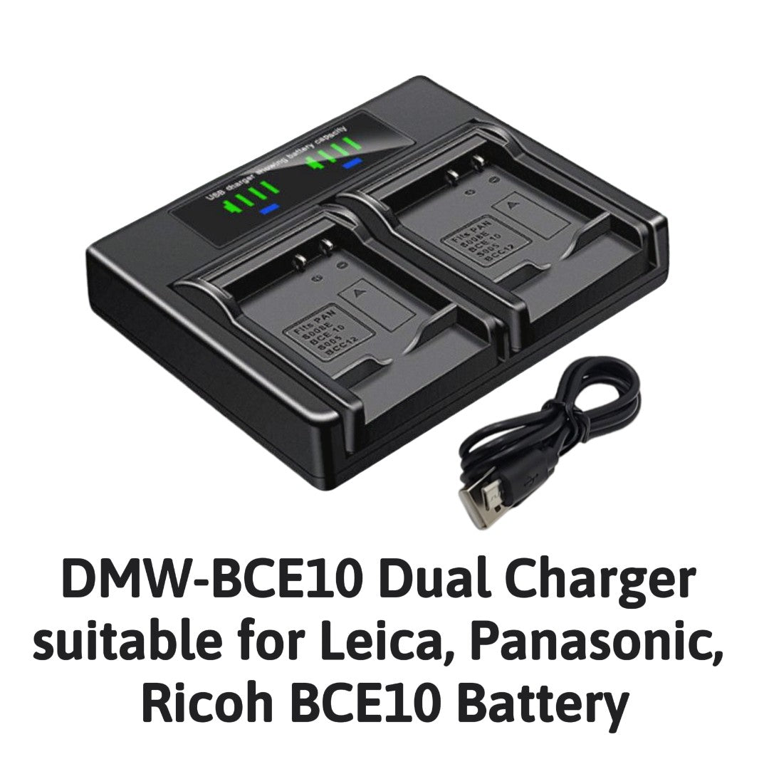 Hridz DMW-BCE10 Dual Battery Charger for Leica/Panasonic/Ricoh Cameras