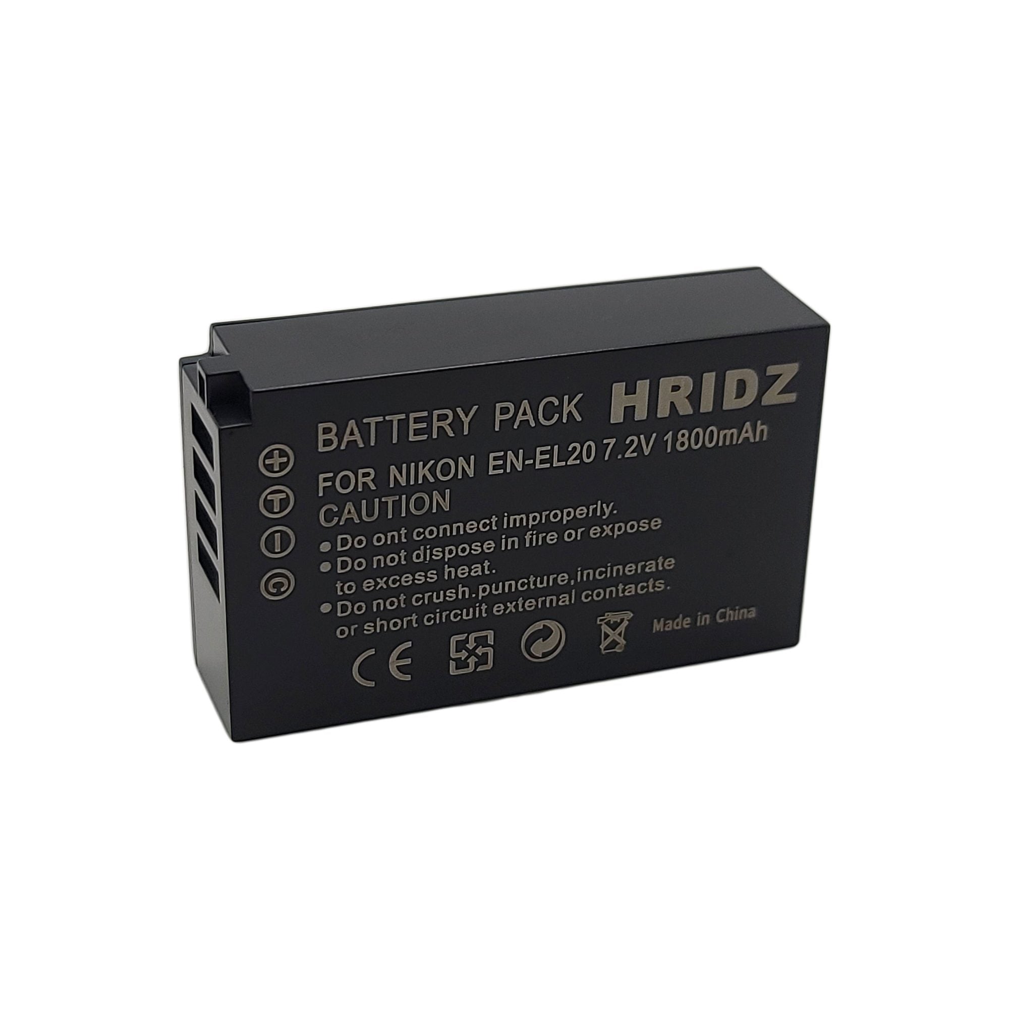 Hridz EN-EL20 Battery for Nikon EN-EL20 EL20A J1 J2 J3 S1 V3 A AW1 EL20A