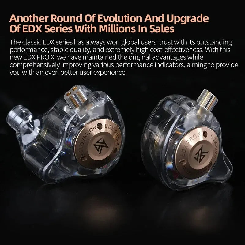 Hridz Edx Pro-x Wired IEM Earphones No-Mic HIFI Stereo Bass Music Earbuds In-Ear Sport Headphones