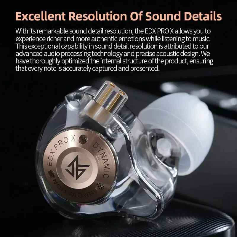 Hridz Edx Pro-x Wired IEM Earphones No-Mic HIFI Stereo Bass Music Earbuds In-Ear Sport Headphones