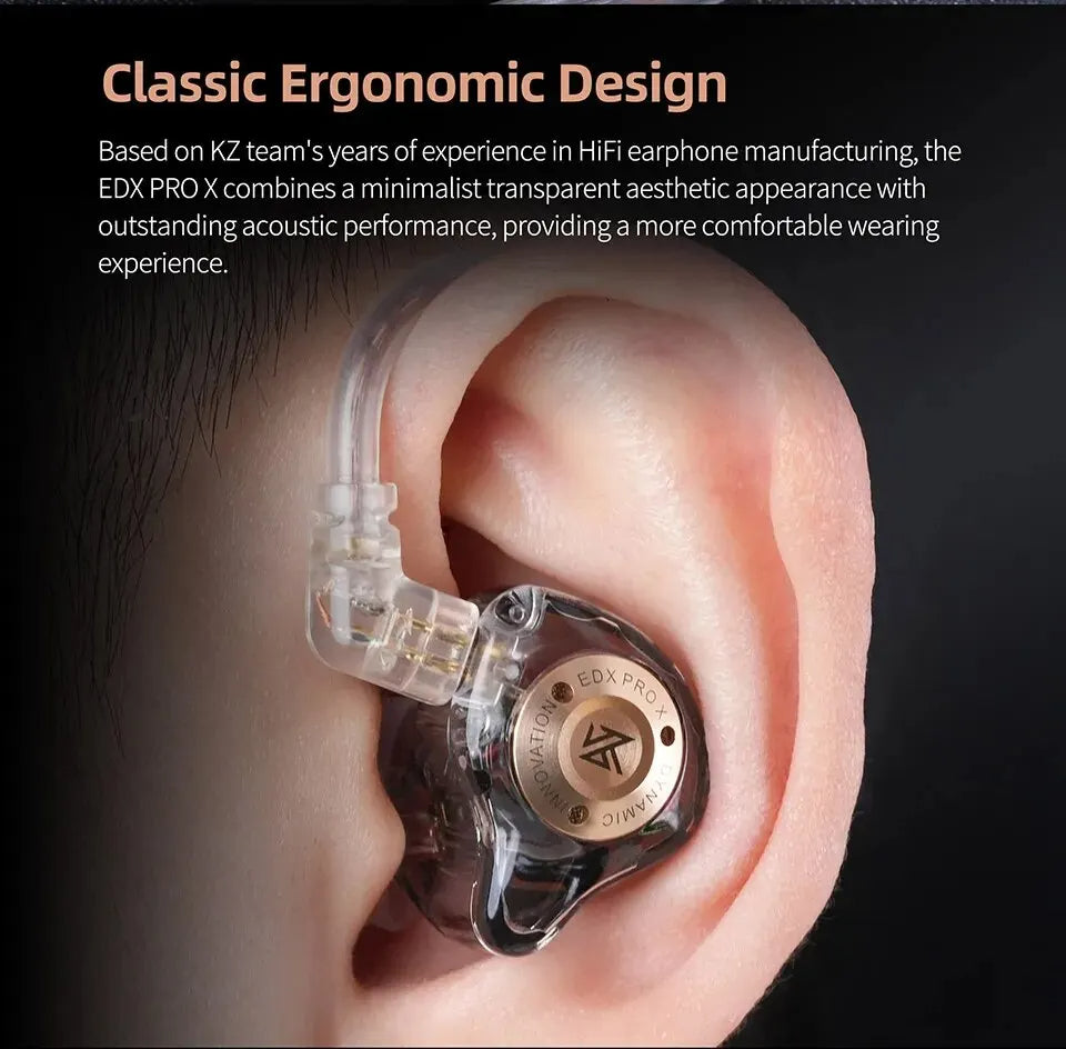 Hridz Edx Pro-x Wired IEM Earphones No-Mic HIFI Stereo Bass Music Earbuds In-Ear Sport Headphones