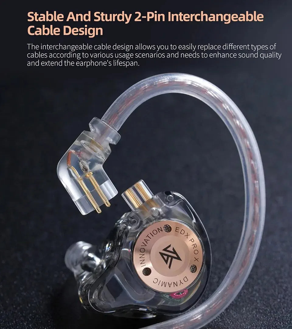Hridz Edx Pro-x Wired IEM Earphones No-Mic HIFI Stereo Bass Music Earbuds In-Ear Sport Headphones