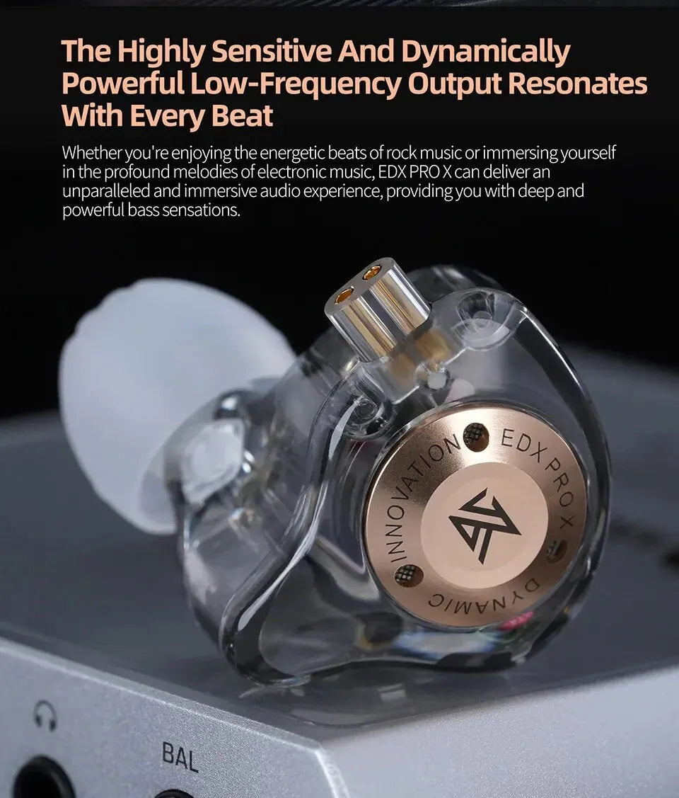 Hridz Edx Pro-x Wired IEM Earphones No-Mic HIFI Stereo Bass Music Earbuds In-Ear Sport Headphones