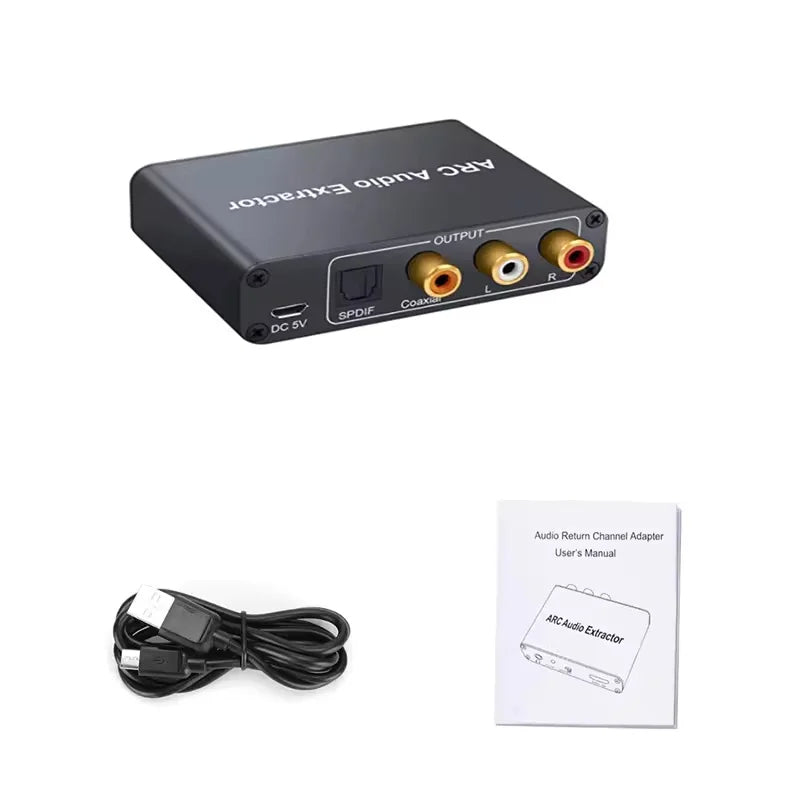 Hridz HDMI ARC Audio Extractor DAC Converter with Optical Coaxial SPDIF RCA 3.5mm Headphone Output for TV & Home Theater