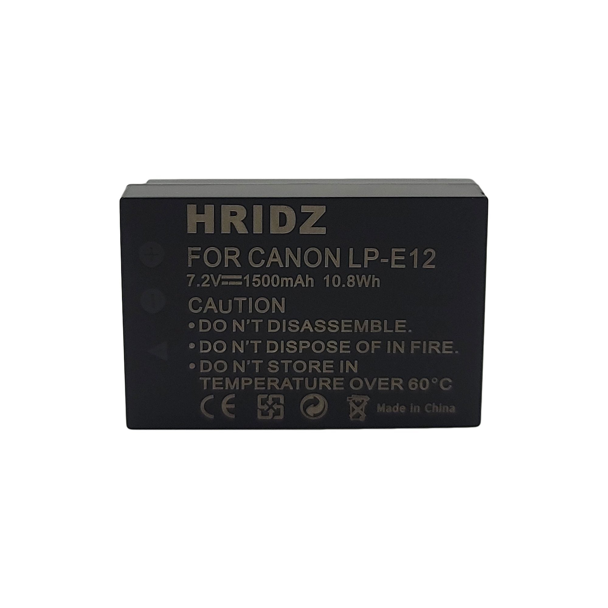 Hridz LP-E12 Battery for Canon LP-E12 EOS M M10 M50 M100 M200 SX70 SL1