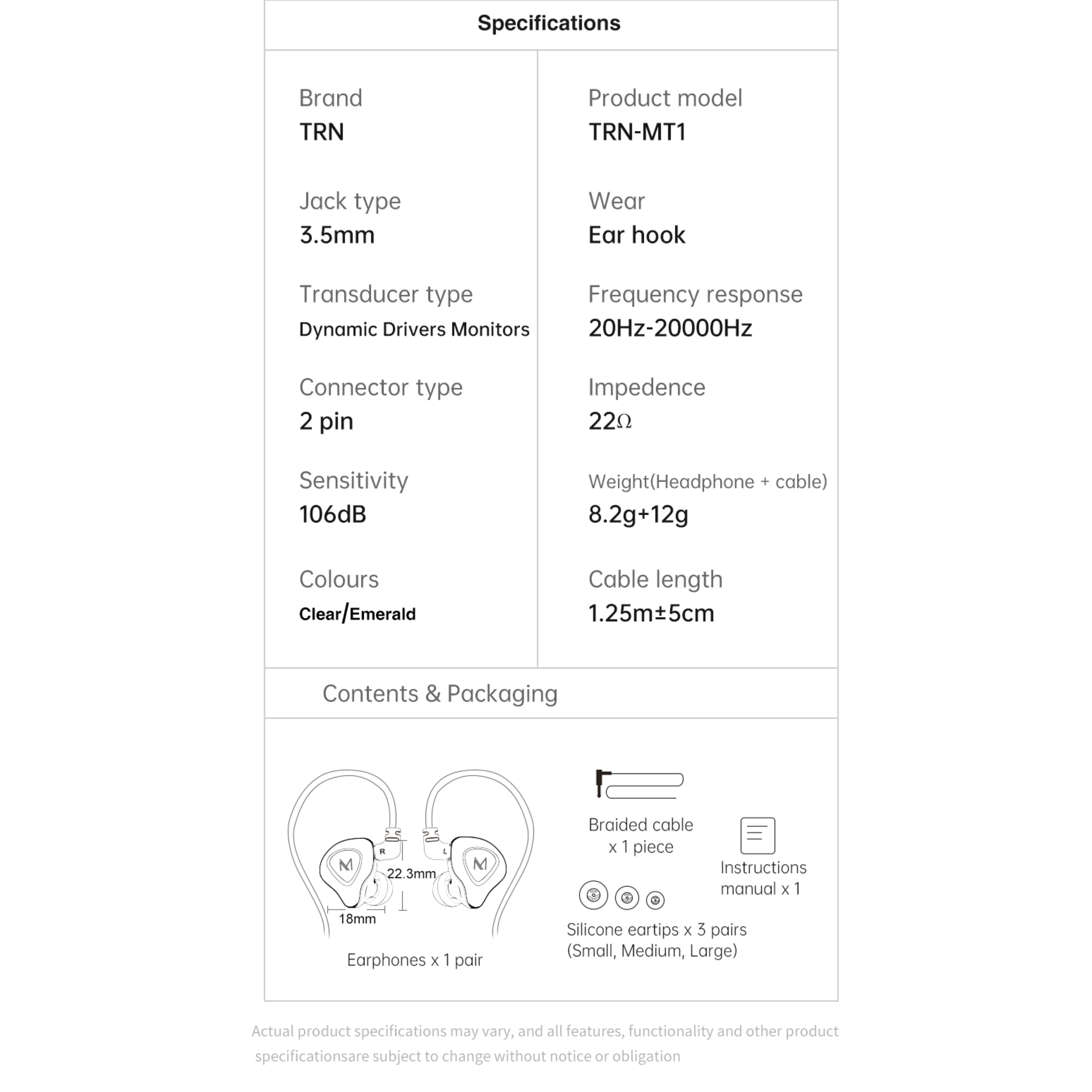 Hridz MT1 HIFI In-Ear Monitor IEM Earphone No Mic DJ Monitor Earphones Dynamic Noise Cancelling