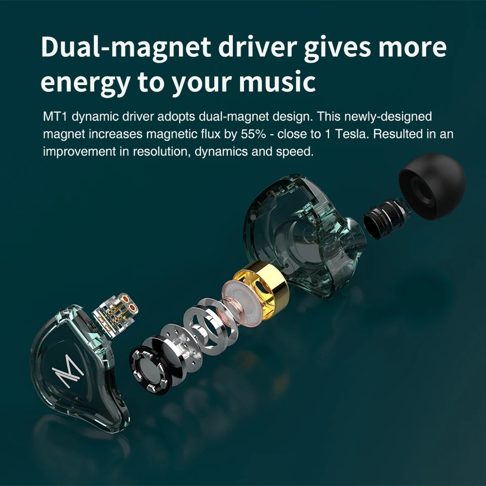 Hridz MT1 HIFI In-Ear Monitor IEM Earphone No Mic DJ Monitor Earphones Dynamic Noise Cancelling