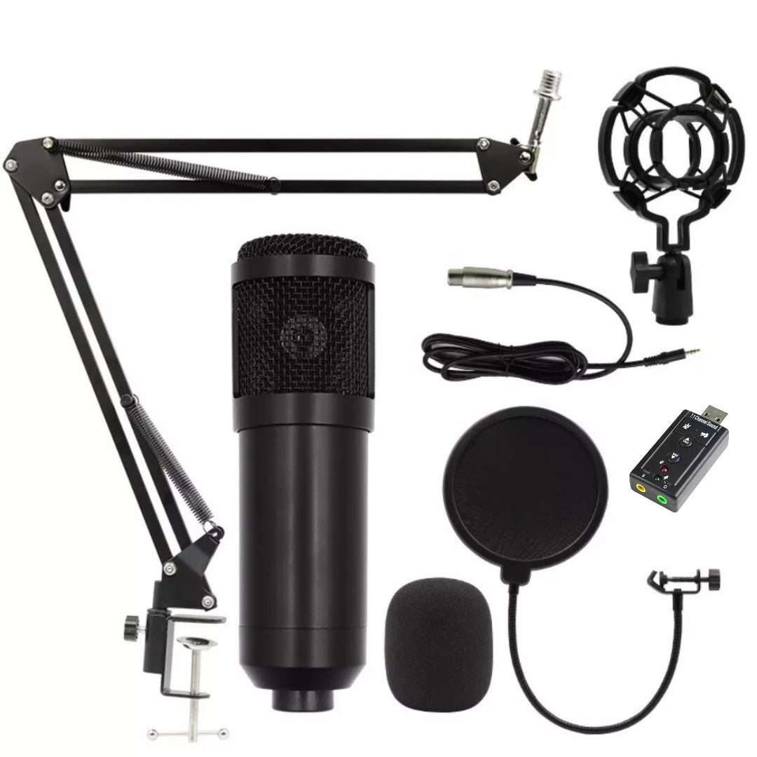 Hridz Professional Black Studio Condenser Microphone for Desk with Sound card