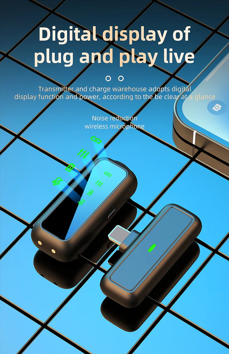 Hridz Proffesional 2in1 Portable Wireless Microphone 2.4g Dual Microphone for Vlog Singing Teaching Recording