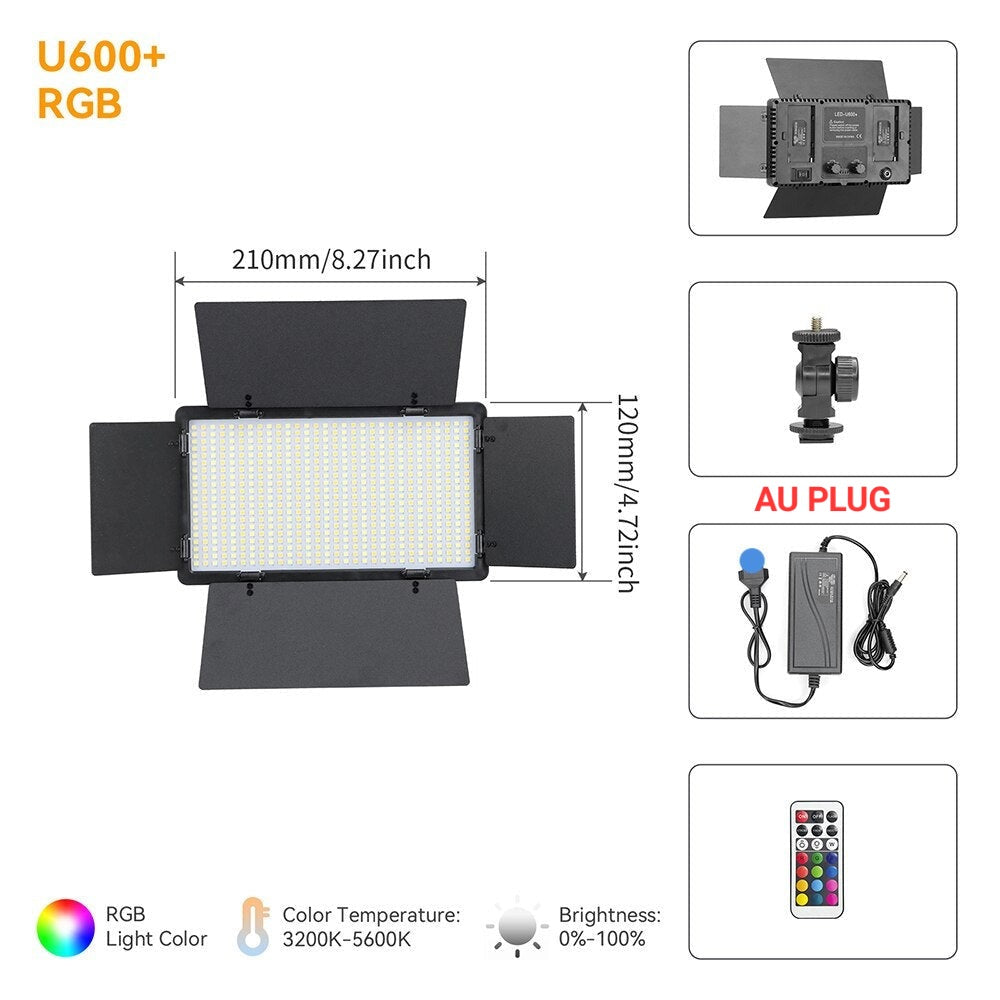 Hridz RGB LED Video Light – Dimmable Bi-Color, Adjustable RGB, Remote-Controlled Studio Lights for Photography