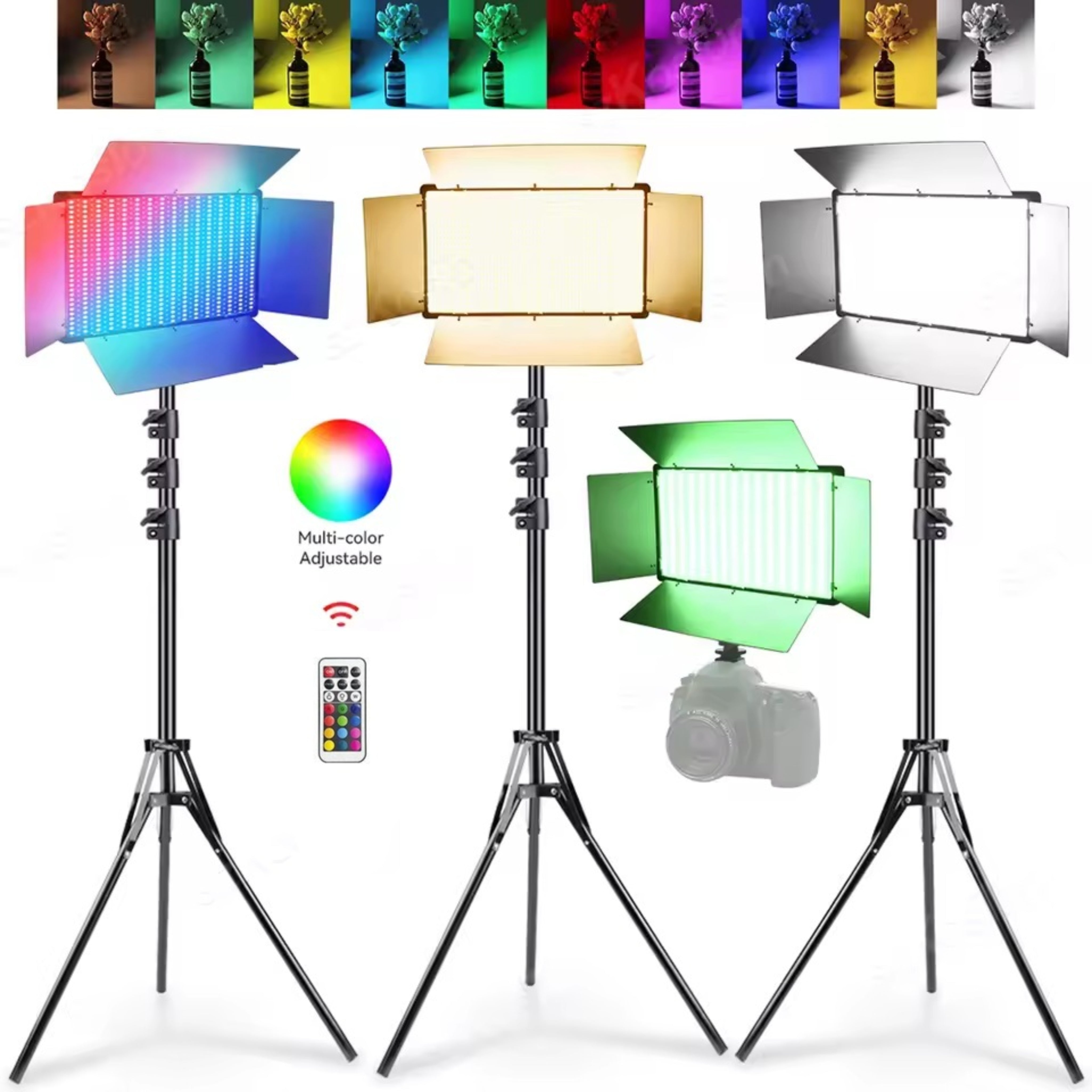 Hridz RGB LED Video Light – Dimmable Bi-Color, Adjustable RGB, Remote-Controlled Studio Lights for Photography