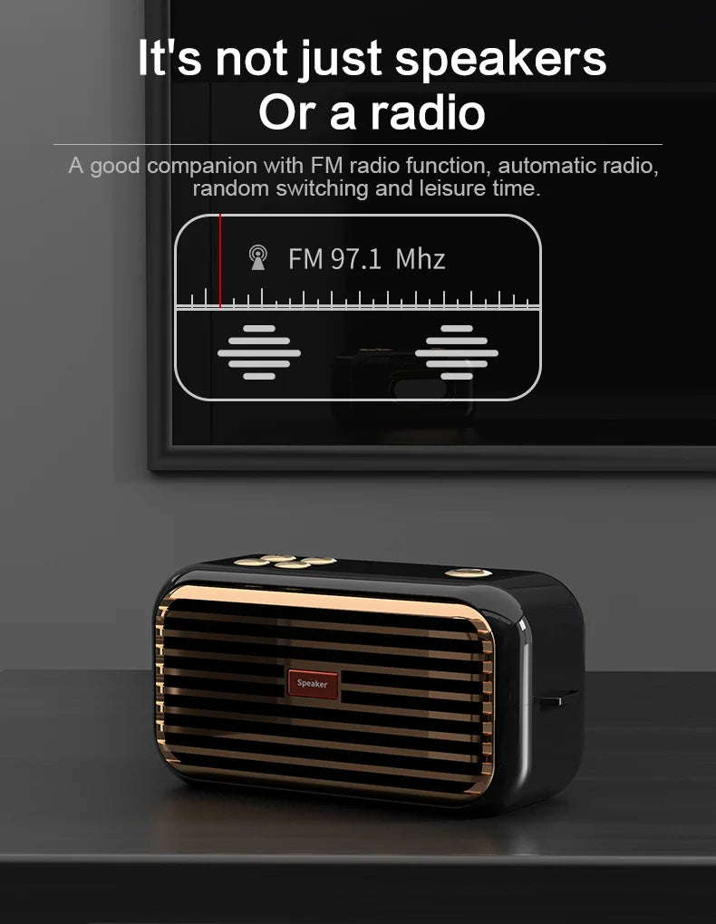 Hridz Retro Portable Bluetooth 5.0 Speaker – Stereo HiFi Sound, 1200mAh Battery, AUX & USB