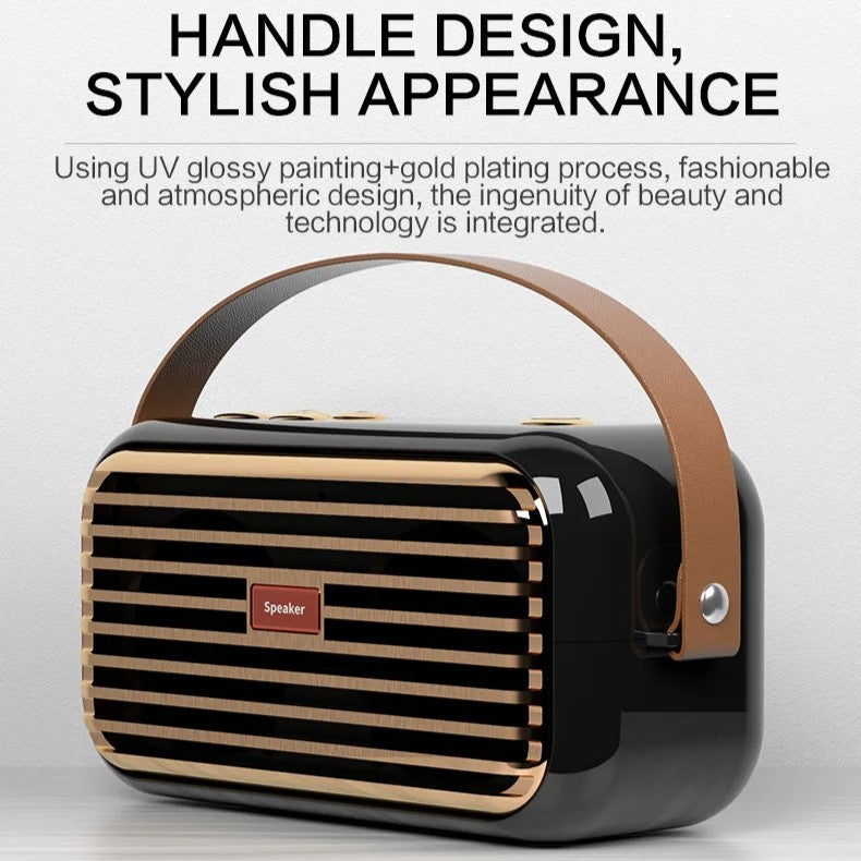 Hridz Retro Portable Bluetooth 5.0 Speaker – Stereo HiFi Sound, 1200mAh Battery, AUX & USB