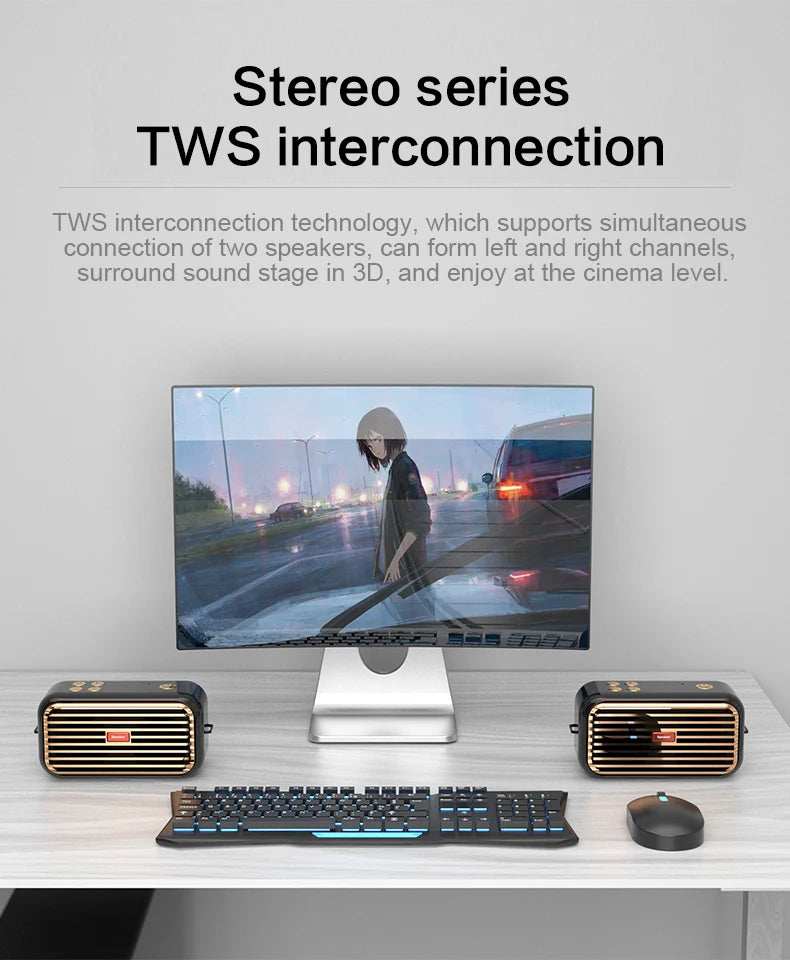 Hridz Retro Smart Wireless Speaker Portable for Gift Showcase Desktop PC Quality Stereo Hifi Sound