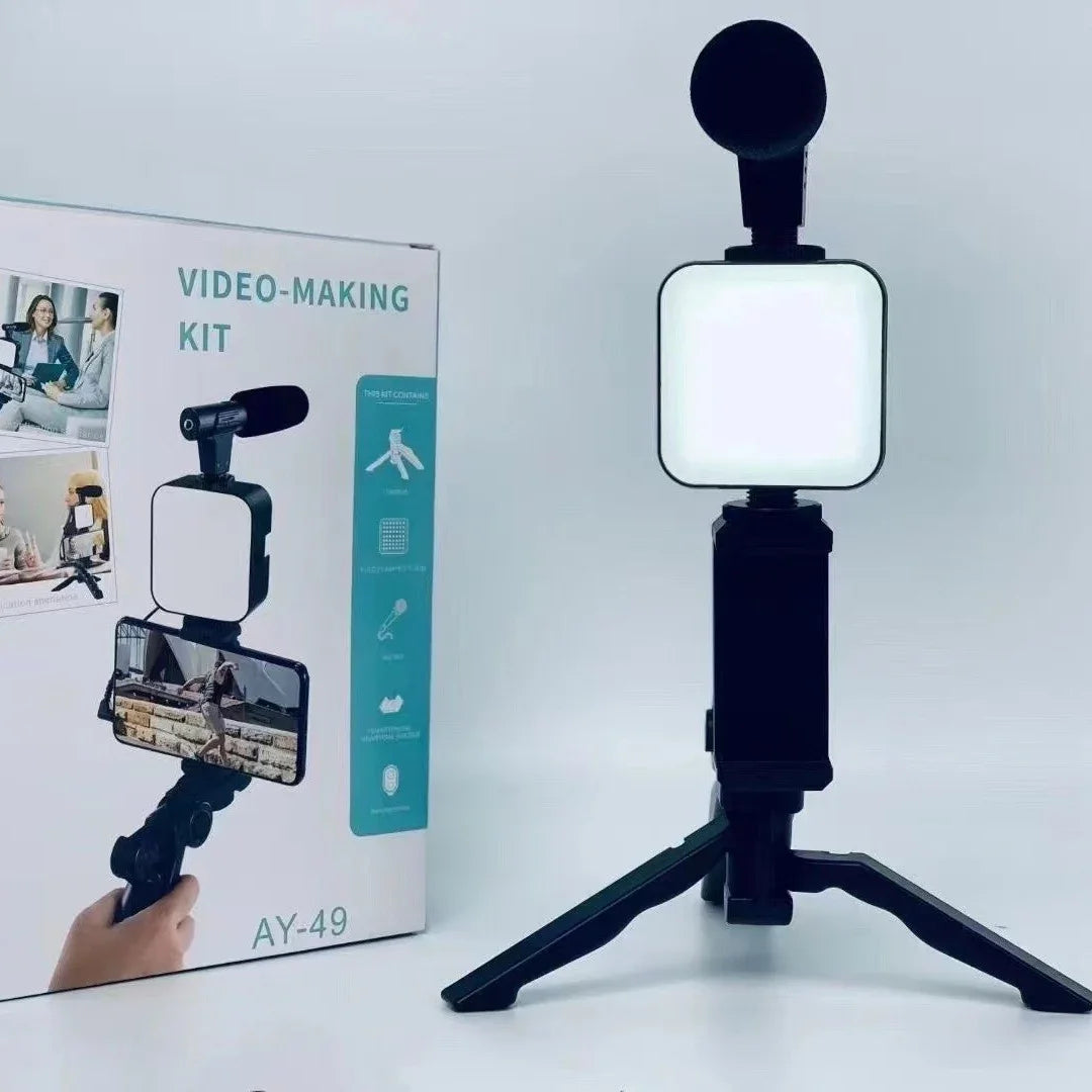 Hridz Smartphone Vlogging Kit with Tripod, LED Fill Light & Microphone – TikTok, YouTube & Live Streaming Starter Kit