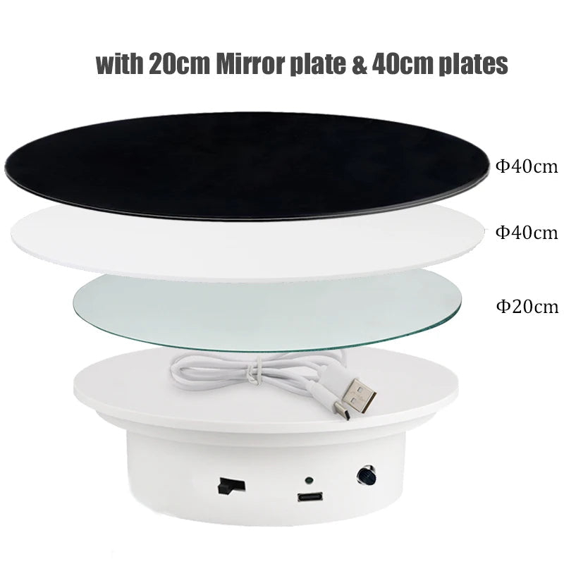 Hridz Turntable Electric Mirror Display Stand 360 Rotate Speed 15Kgs Capacity Exhibition Motorized Base