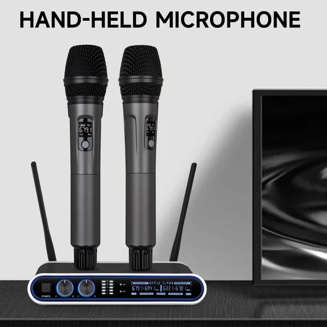 Hridz UHF Wireless Microphone System Dual Handheld Mics with 100m Range Receiver for Karaoke Meetings Parties